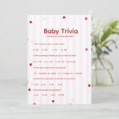 Valentine Baby trivia Baby shower game Card 招待状 (スタンド正面)