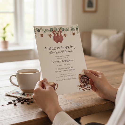Valentine "Babys Brewing" Coffee Themed Invite 招待状