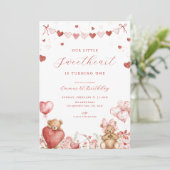 Valentine Bear Little Sweetheart Birthday Invite 招待状 (スタンド正面)
