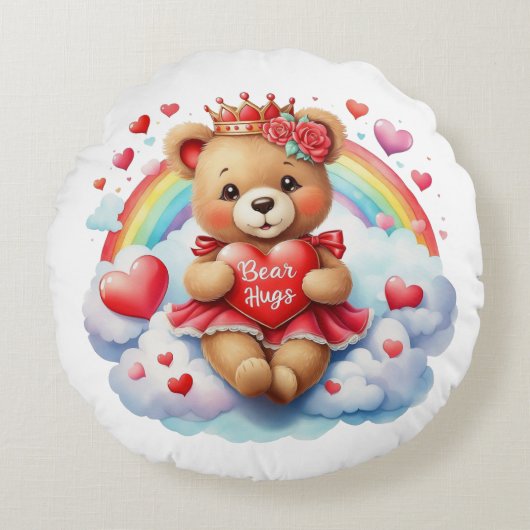 Valentine Bear Throw Pillow ラウンドクッション (正面)