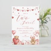 Valentine Bear Two Sweet Second Birthday Invite 招待状 (スタンド正面)