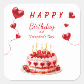 Valentine Birthday Cake スクエアシール (正面)