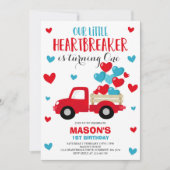 Valentine Birthday Invite Heartbreaker Red Truck 招待状 (正面)