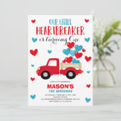 Valentine Birthday Invite Heartbreaker Red Truck 招待状 (スタンド正面)