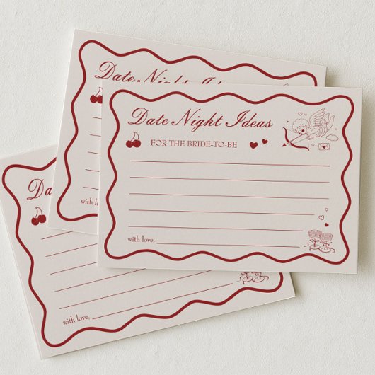 Valentine Bridal Shower Date Night Ideas Card 招待状