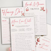 Valentine Bridal Shower Game Honey Do Watercolor チラシ