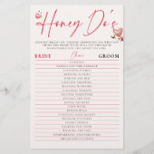 Valentine Bridal Shower Game Honey Do Watercolor チラシ (正面)