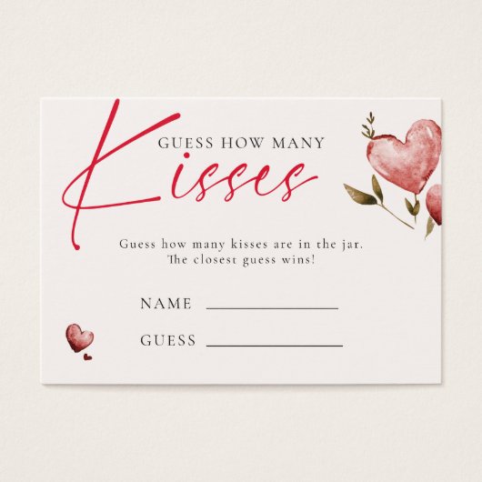 Valentine Bridal Shower How Many Kisses Game (正面)
