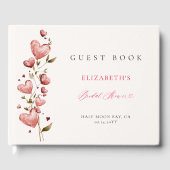 Valentine Bridal Shower Whimsical Hearts Botanical ゲストブック (正面)