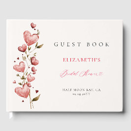 Valentine Bridal Shower Whimsical Hearts Botanical ゲストブック