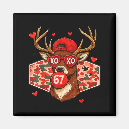Valentine Buck 67 Meme Camo Deer Hunting Boys Hunt マグネット (正面)