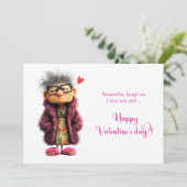 Valentine Card with Funny Love Pun Cartoon Food シーズンカード (スタンド正面)