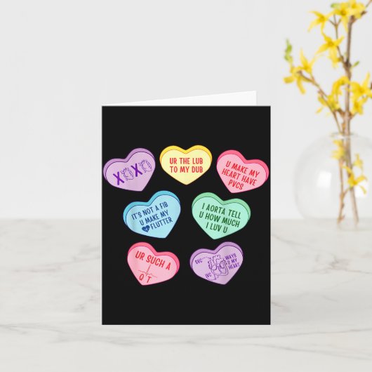 Valentine Cardiologist Hearts Candy Ekg Tech Telem カード (黄色い花)
