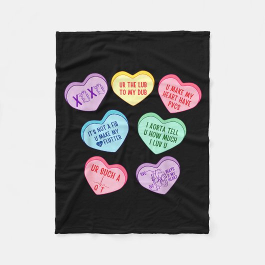 Valentine Cardiologist Hearts Candy Ekg Tech Telem フリースブランケット (正面)