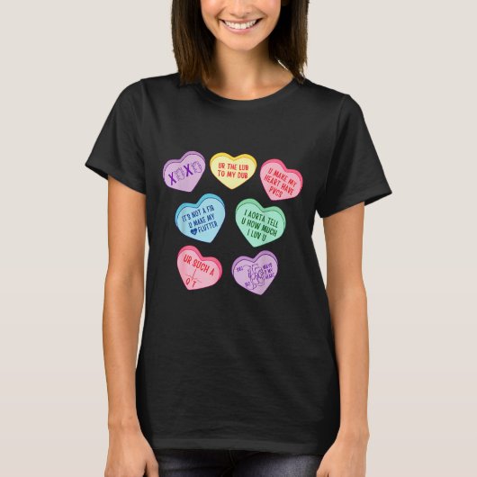 Valentine Cardiologist Hearts Candy Ekg Tech Telem Tシャツ (正面)