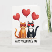 Valentine Cats Heart Glasses Card カード (正面)