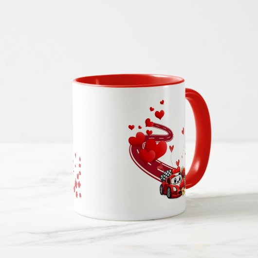 Valentine Celebration Racer Design Cute Mug マグカップ (正面右)