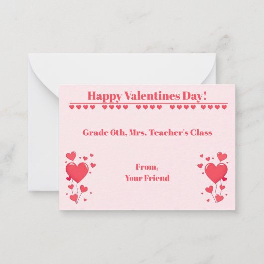 Valentine Classroom Game-Word Match ノートカード (裏面)