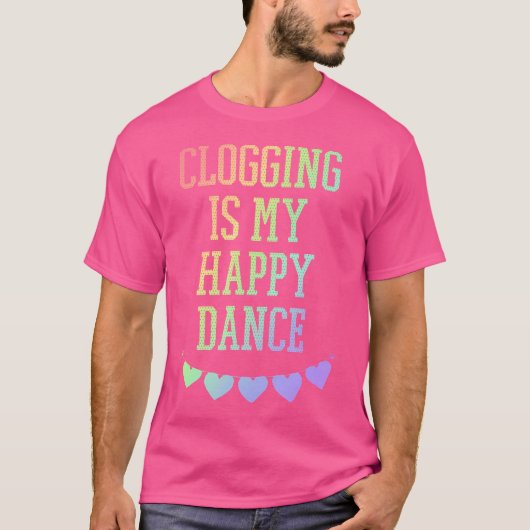 Valentine Clogging Is My Happy Dance Rainbow Heart Tシャツ (正面)