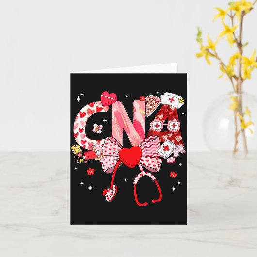 Valentine Cna Nurse Coquette Bow Stethoscope Girl  カード (黄色い花)