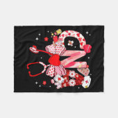 Valentine Cna Nurse Coquette Bow Stethoscope Girl  フリースブランケット (正面(横))