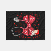 Valentine Coquette Bow Nurse Stethoscope Nursing D フリースブランケット (正面(横))