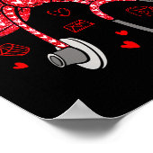 Valentine Coquette Bow Nurse Stethoscope Nursing D ポスター (角)