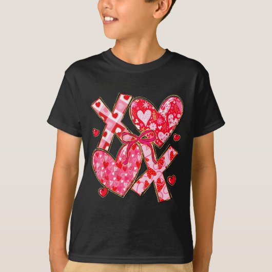 Valentine Coquette Bow Xoxo Hearts Lover Girl Wome Tシャツ (正面)