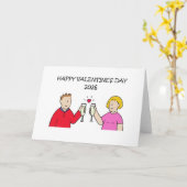 Valentine Couple Cartoon Card カード (黄色い花)