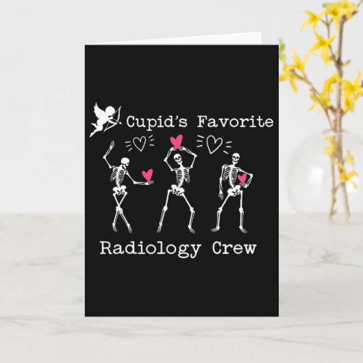 Valentine Cupid's Favorite Radiology Crew Skeleton カード (黄色い花)