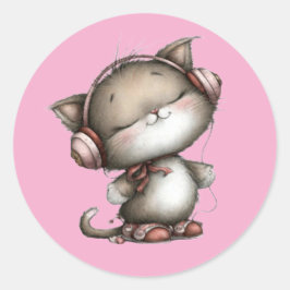 Valentine Cute Cat 3 Inch Sticker – Love Design ラウンドシール