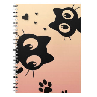 Valentine Cute Cat Art Spiral Notebook ノートブック