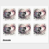 Valentine Cute Cats Sticker – Sweet Love Design スクエアシール (シート)