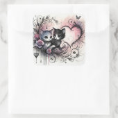 Valentine Cute Cats Sticker – Sweet Love Design スクエアシール (バッグ)