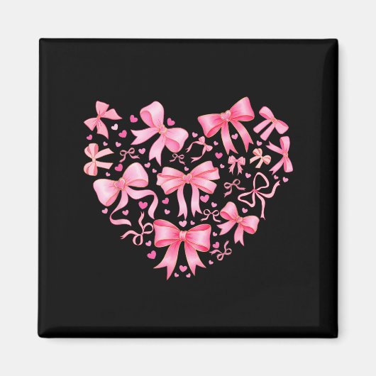 Valentine Cute Coquette Bow Nk Heart Girl Women Ki マグネット (正面)