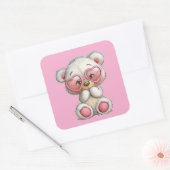 Valentine Cute Teddy Bear 3 Inch Sticker  スクエアシール (封筒)