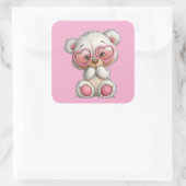 Valentine Cute Teddy Bear 3 Inch Sticker  スクエアシール (バッグ)