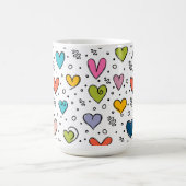 Valentine day colorful cute hearts コーヒーマグカップ (中央)