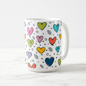 Valentine day colorful cute hearts コーヒーマグカップ (正面右)