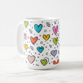 Valentine day colorful cute hearts コーヒーマグカップ (正面左)