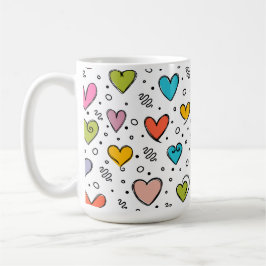 Valentine day colorful cute hearts  コーヒーマグカップ