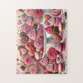 Valentine Dessert Heart Cookies & Cupcakes Table ジグソーパズル