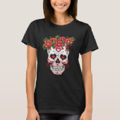 Valentine Dia De Los Muertos Flowers Valentines Da Tシャツ (正面)