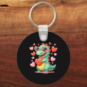 Valentine Dinosaur Trex Holding Heart Girl Sunl Bo キーホルダー (正面)