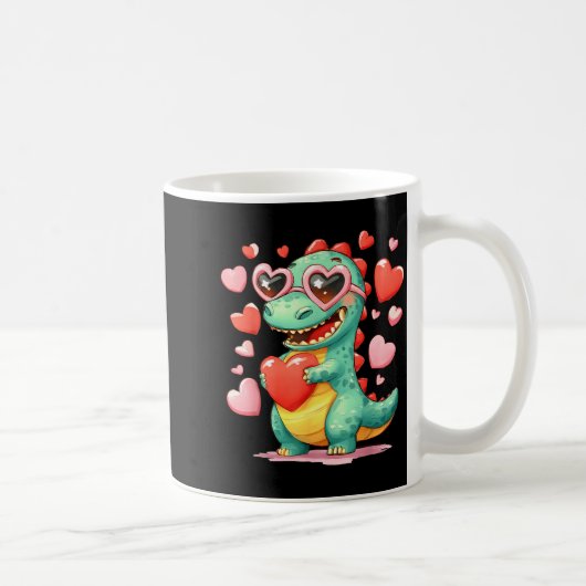 Valentine Dinosaur Trex Holding Heart Girl Sunl Bo コーヒーマグカップ (右)