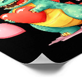 Valentine Dinosaur Trex Holding Heart Girl Sunl Bo ポスター (角)