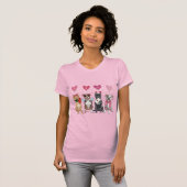 Valentine Dogs with LOVE Balloons Cute Pet Design Tシャツ (正面フル)