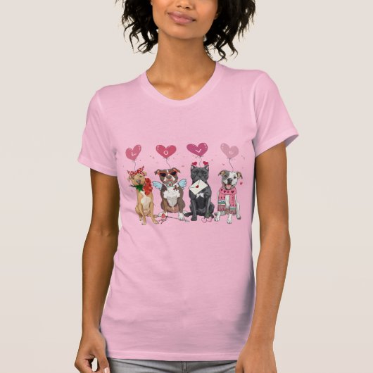 Valentine Dogs with LOVE Balloons Cute Pet Design Tシャツ (正面)