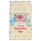 Valentine Envelope and Hearts スモールペーパーバッグ (正面)