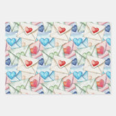 Valentine Envelopes and Hearts ラッピングペーパーシート (正面3)